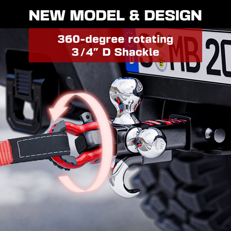 Ayleid Trailer Hitch Tri-Ball Mount with Hook&Pin&Rotatable Tow Shackle Fits 2-in Receiver with 1-7/8-in 2-in 2-5/16-in Hitch Ball - Image 4